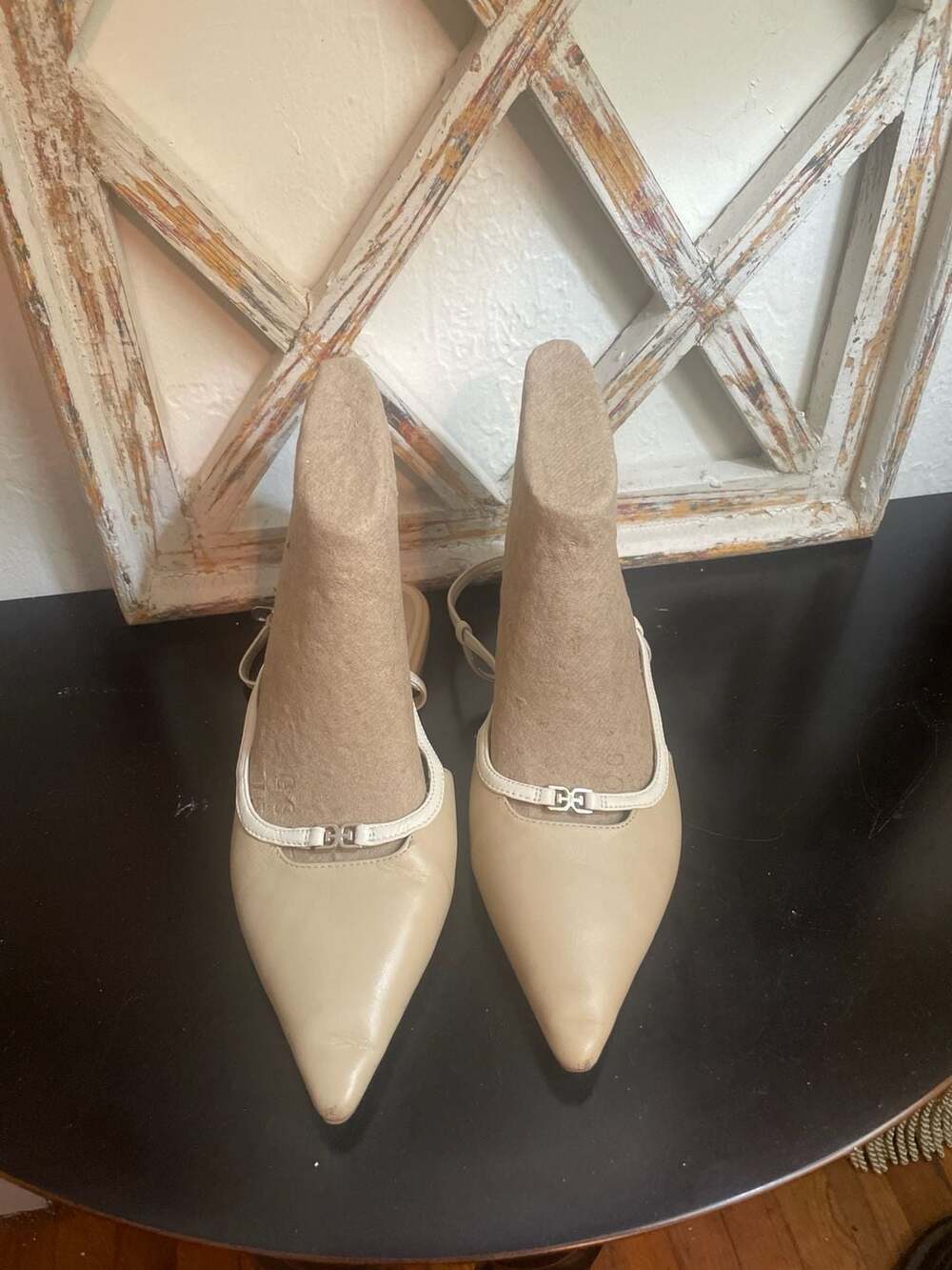Sam Edelman Beige Pointed Toe Slingback Flats